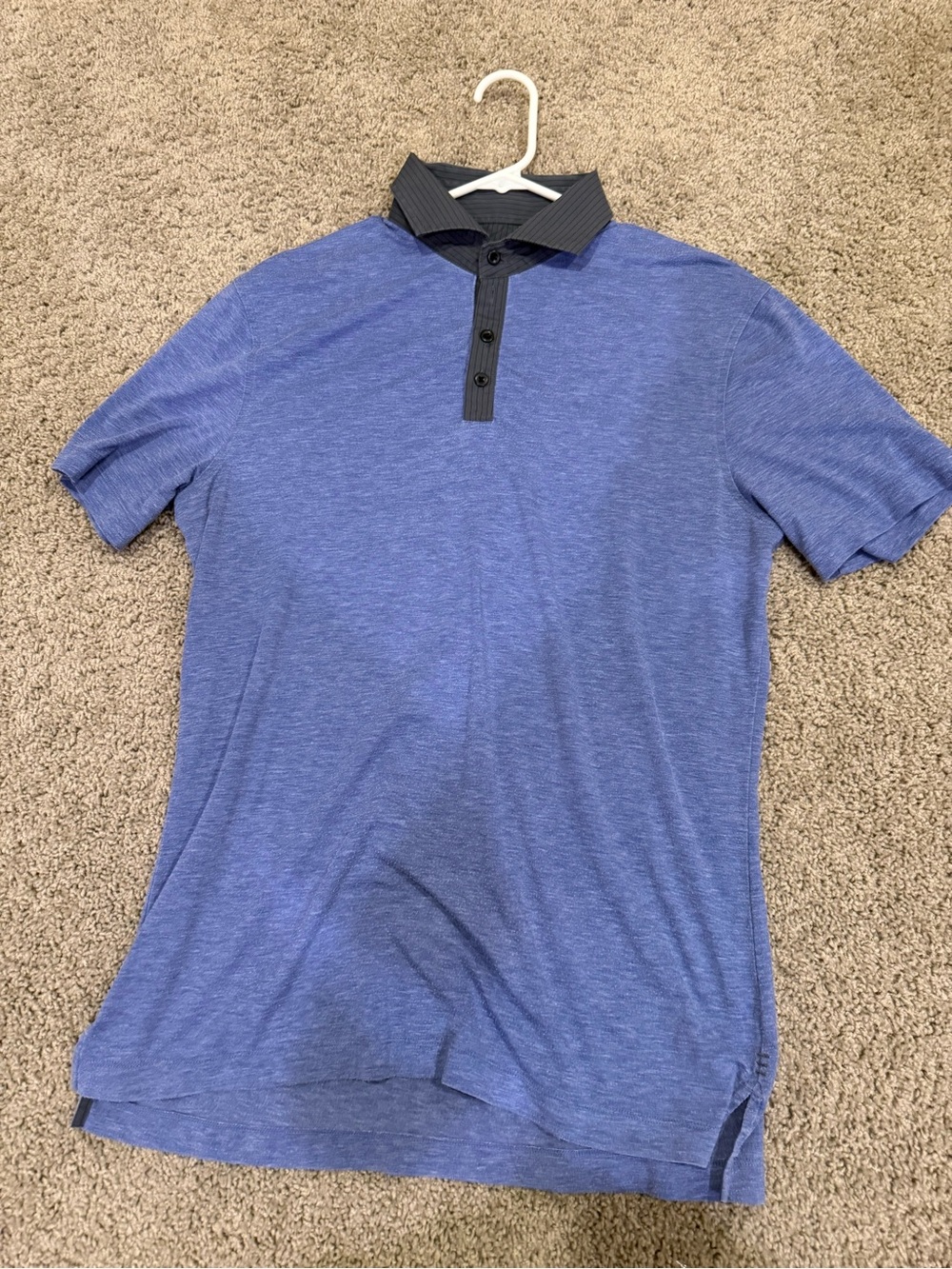 lululemon athletica Blue Heather Polo with Dark Contrast Collar